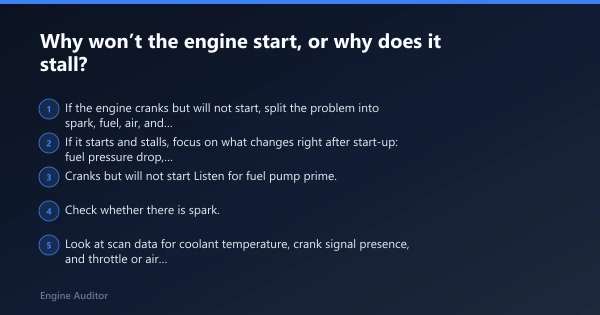 Steps: Why won’t the engine start, or why does it stall?