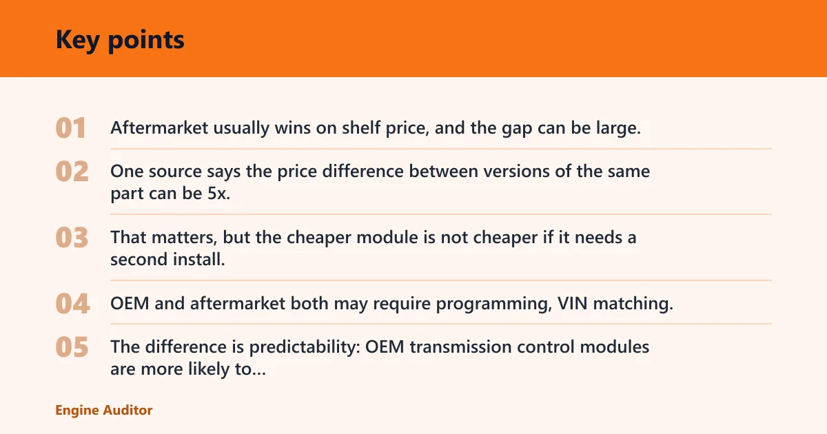 Key points: Aftermarket vs OEM transmission control modules: which one fits your diagnosis?