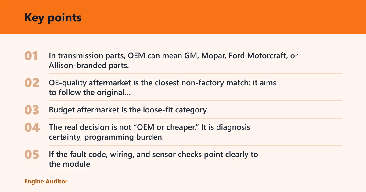 Key points: What is the difference between aftermarket and OEM transmission control modules?
