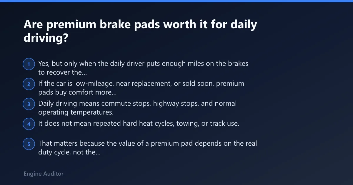 Steps: Are premium brake pads worth it for daily driving?