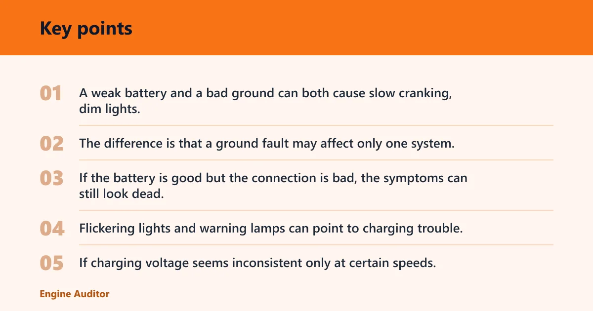 Key points: Can a bad ground mimic battery, alternator, or starter failure?