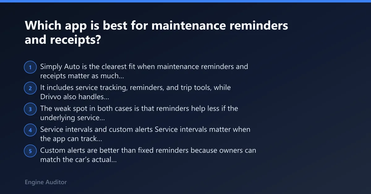 Steps: Which app is best for maintenance reminders and receipts?