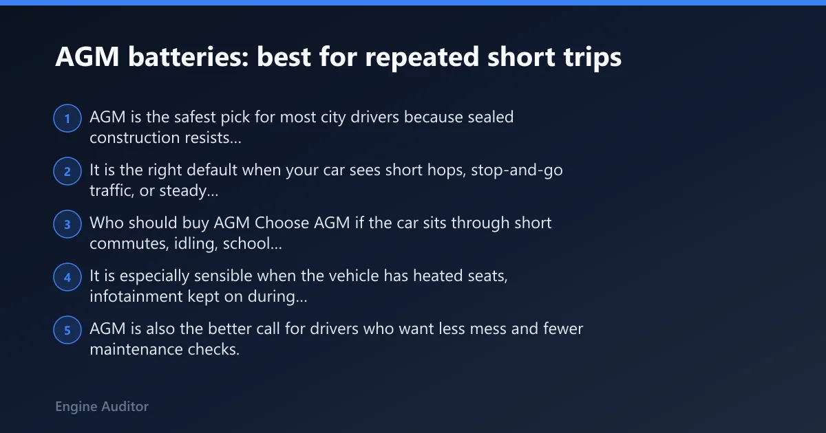 Steps: AGM batteries: best for repeated short trips