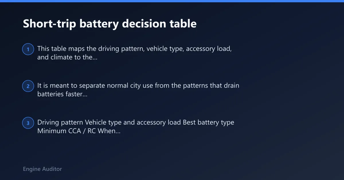 Steps: Short-trip battery decision table