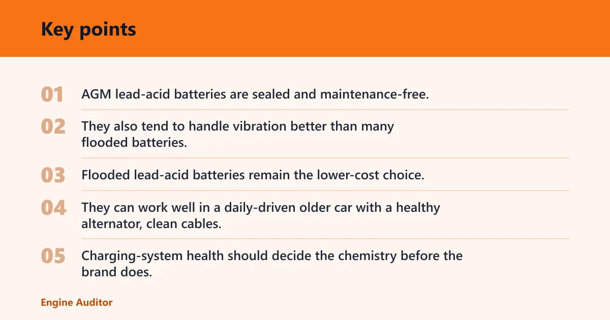 Key points: Which battery type fits older cars?