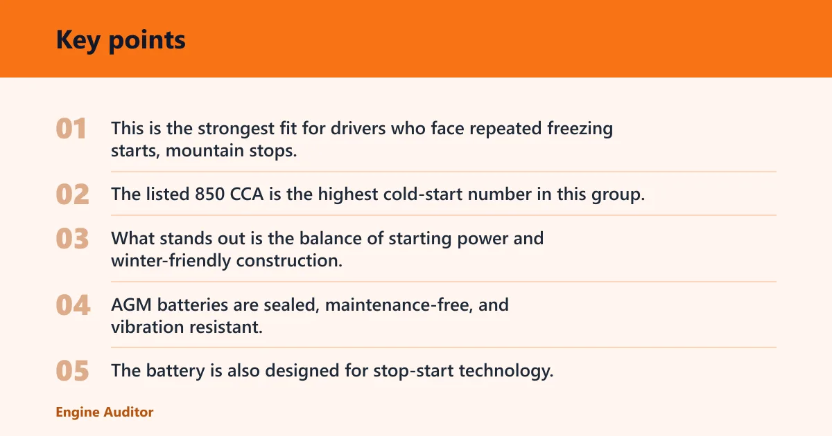 Key points: Odyssey ODX-AGM3478 Extreme Series AGM Battery: best for repeated cold starts