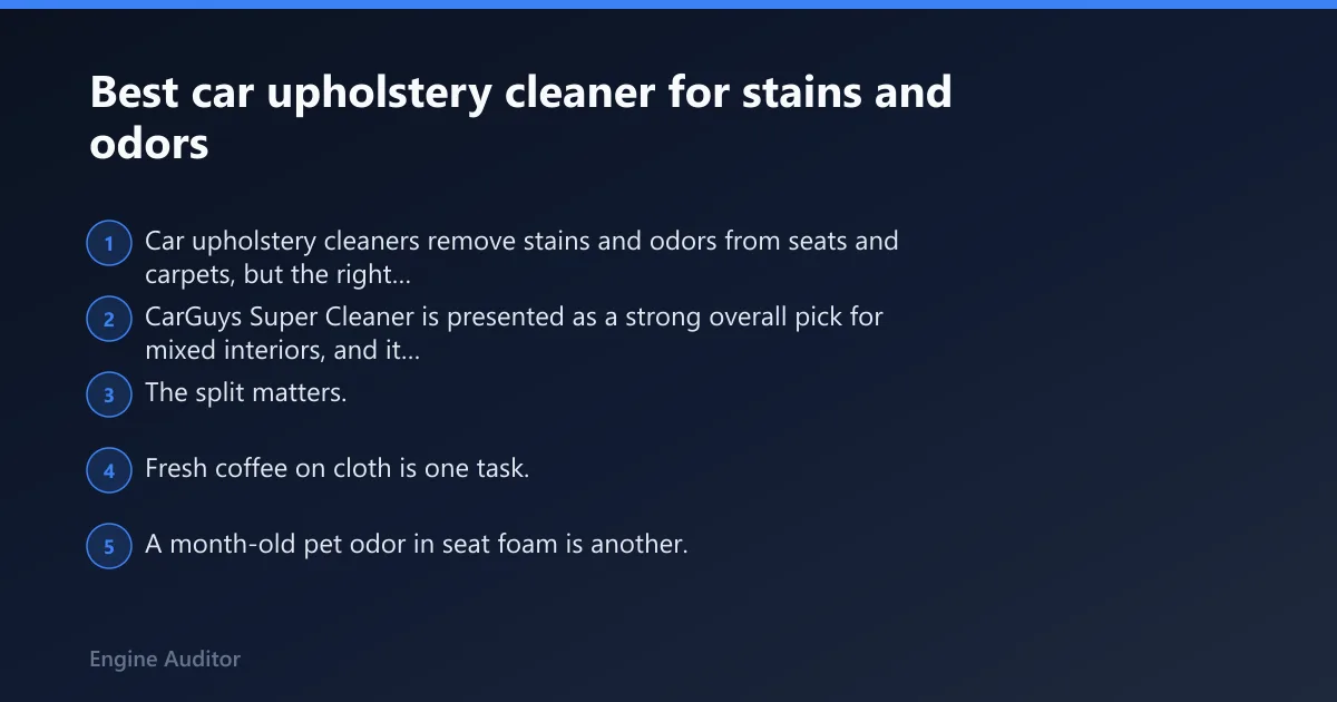 Steps: Best car upholstery cleaner for stains and odors