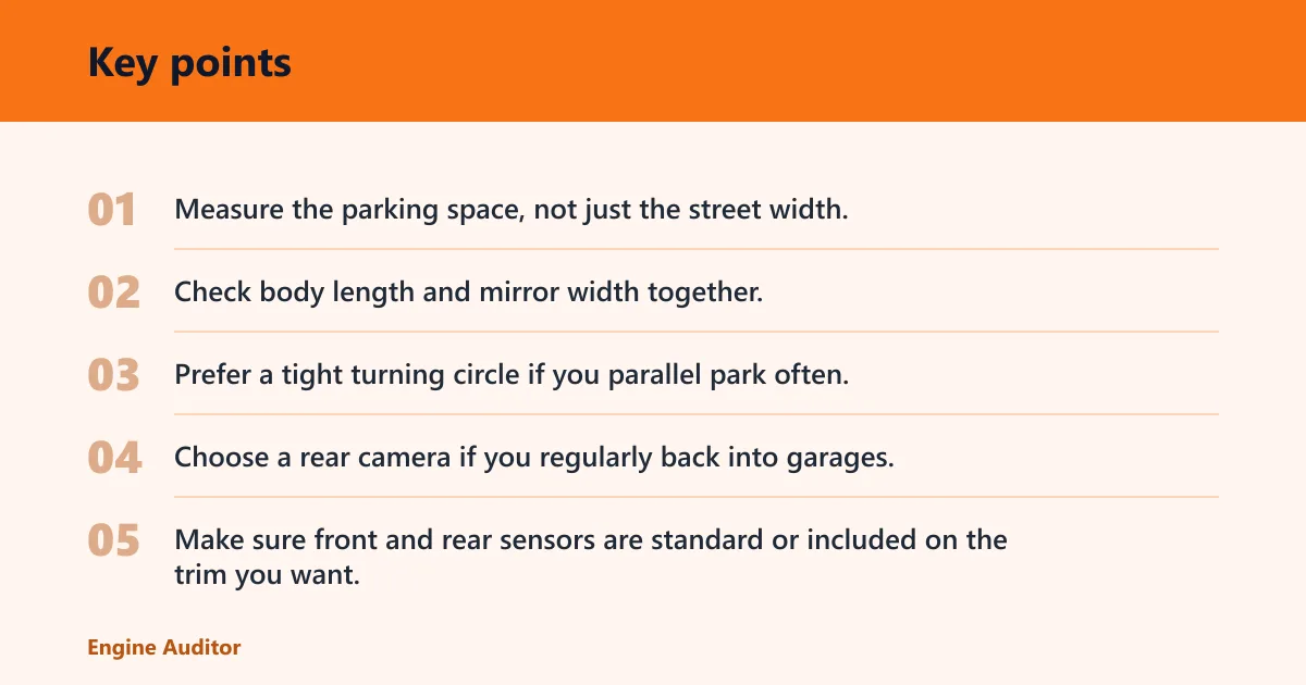Key points: What features make a car easier to park in the city?
