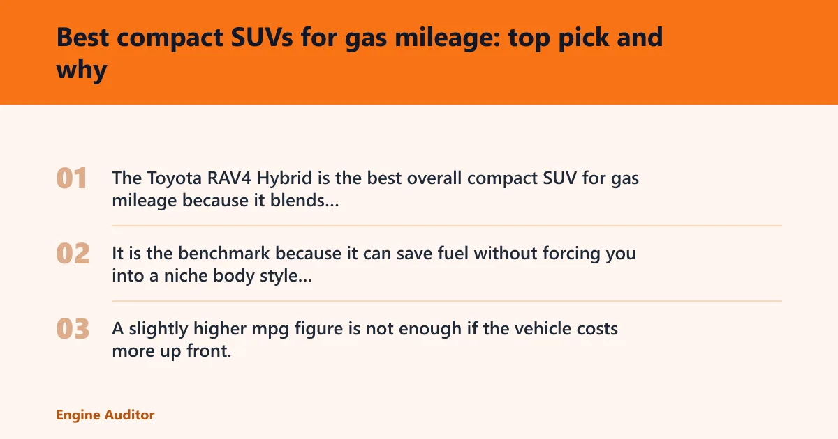 Steps: Best compact SUVs for gas mileage: top pick and why