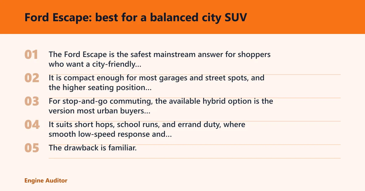 Steps: Ford Escape: best for a balanced city SUV