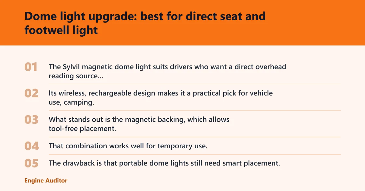 Steps: Dome light upgrade: best for direct seat and footwell light