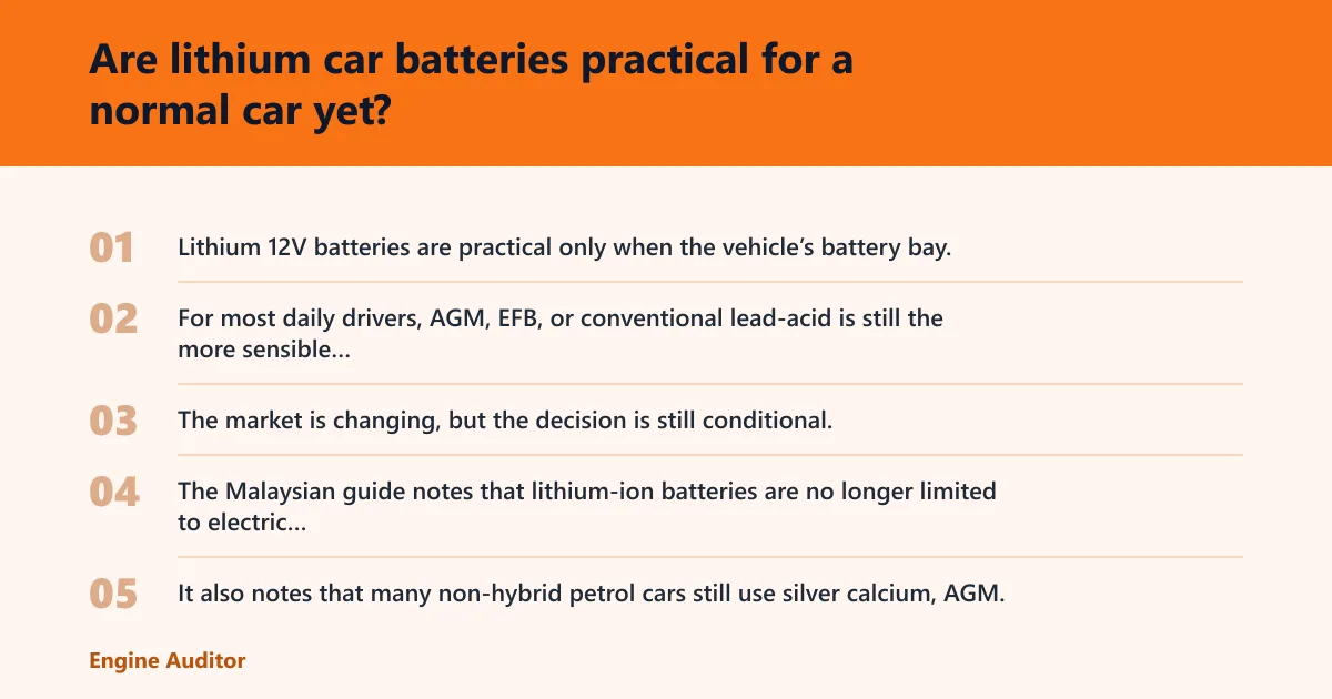 Steps: Are lithium car batteries practical for a normal car yet?