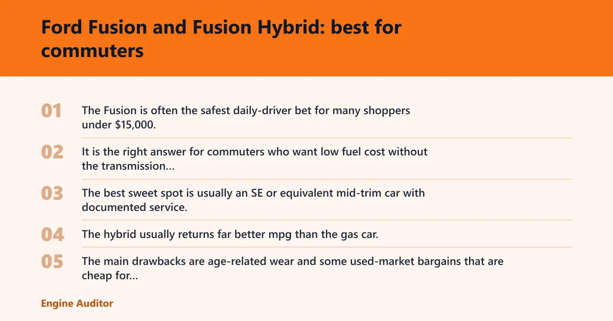 Steps: Ford Fusion and Fusion Hybrid: best for commuters