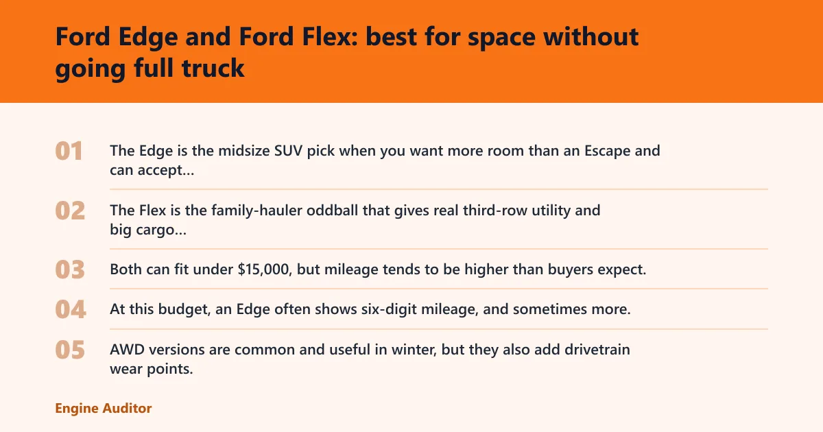 Steps: Ford Edge and Ford Flex: best for space without going full truck
