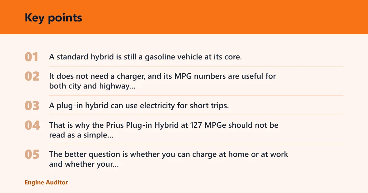 Key points: Hybrid cars: usually the efficiency leaders