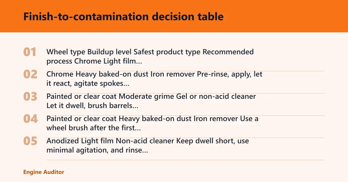 Steps: Finish-to-contamination decision table