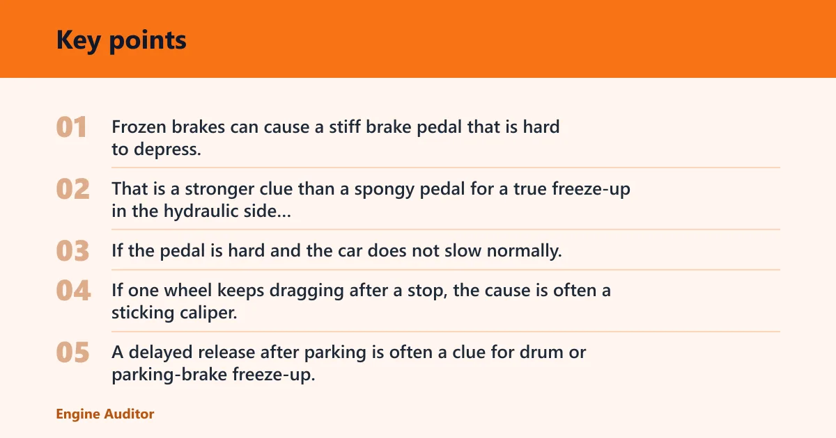 Key points: What are the signs of frozen brakes?