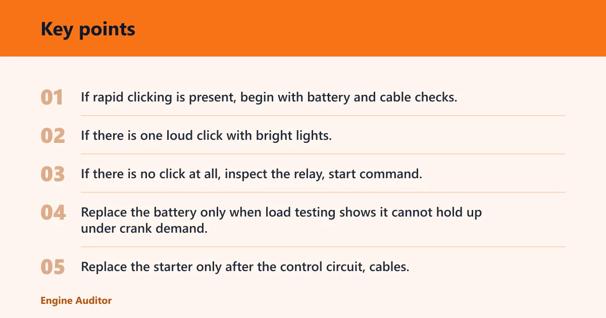 Key points: Click no-start decision table