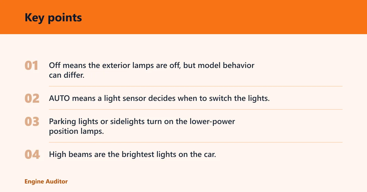 Key points: Light switch positions cheat sheet