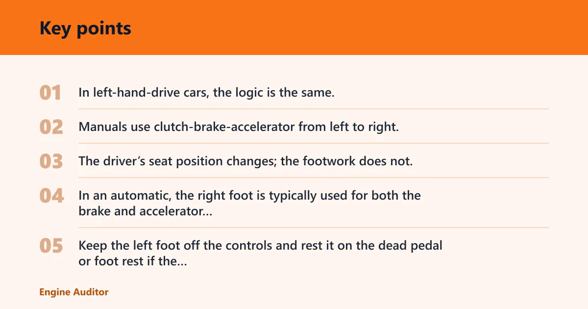 Key points: Pedal position checklist