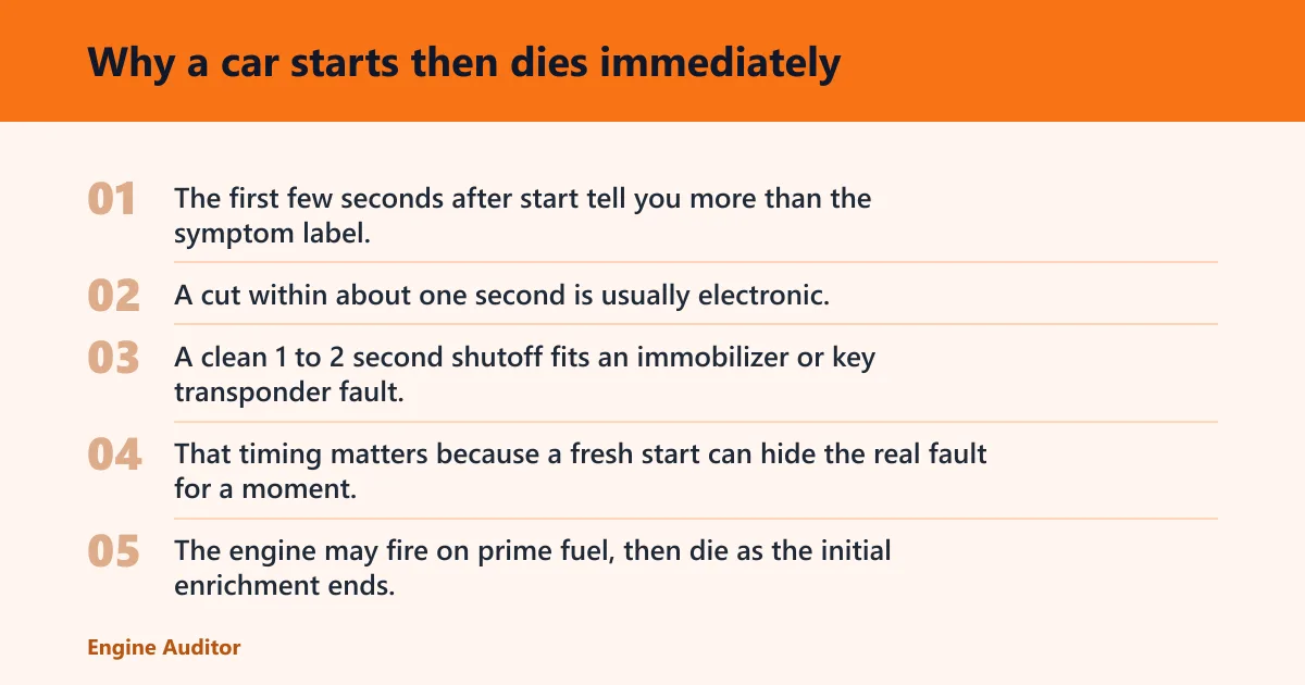 Steps: Why a car starts then dies immediately