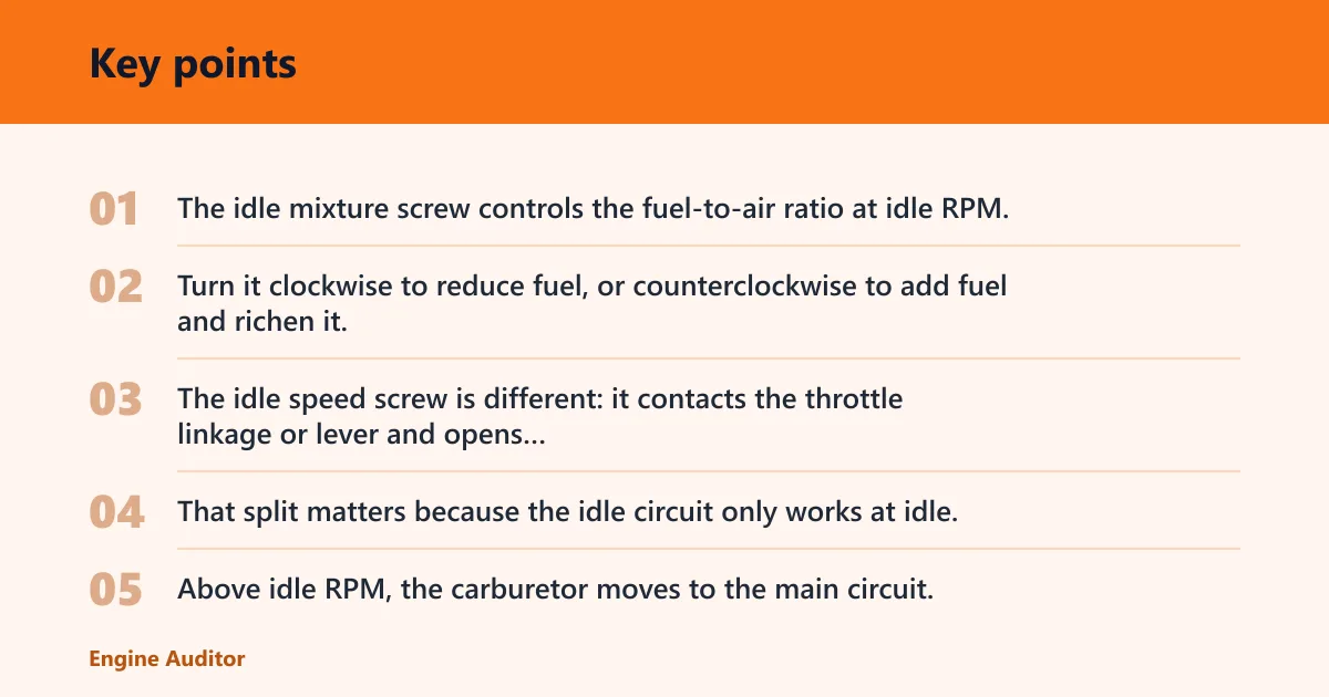 Key points: Idle screws and what they do