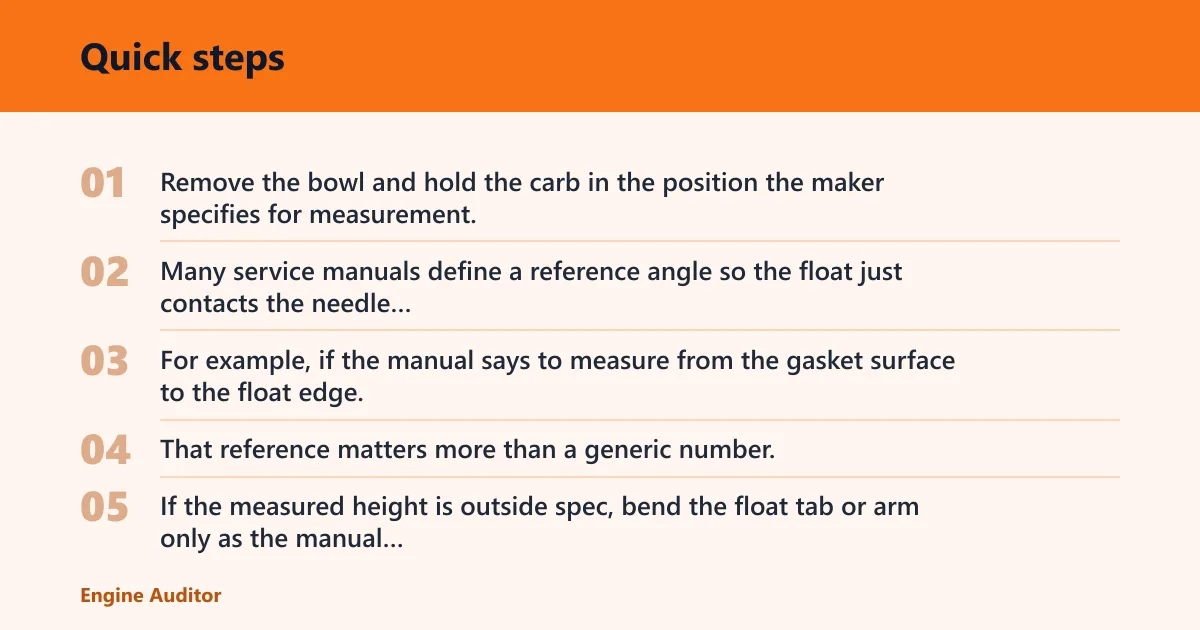 Quick steps: How do you test float level?
