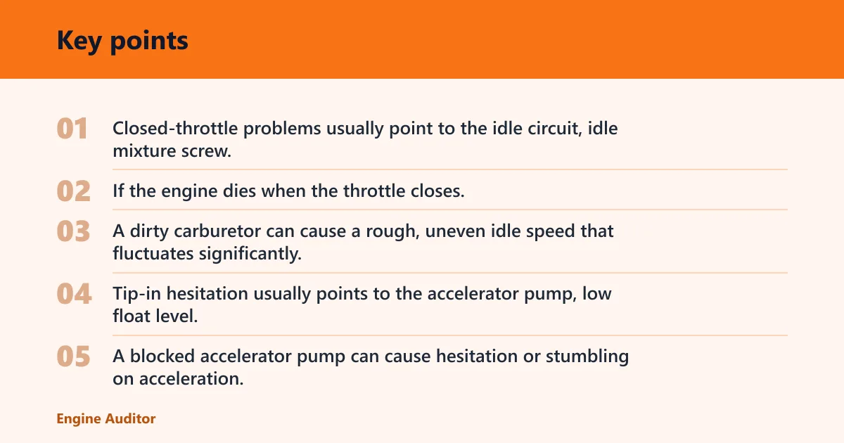 Key points: Which carburetor symptom do you have?