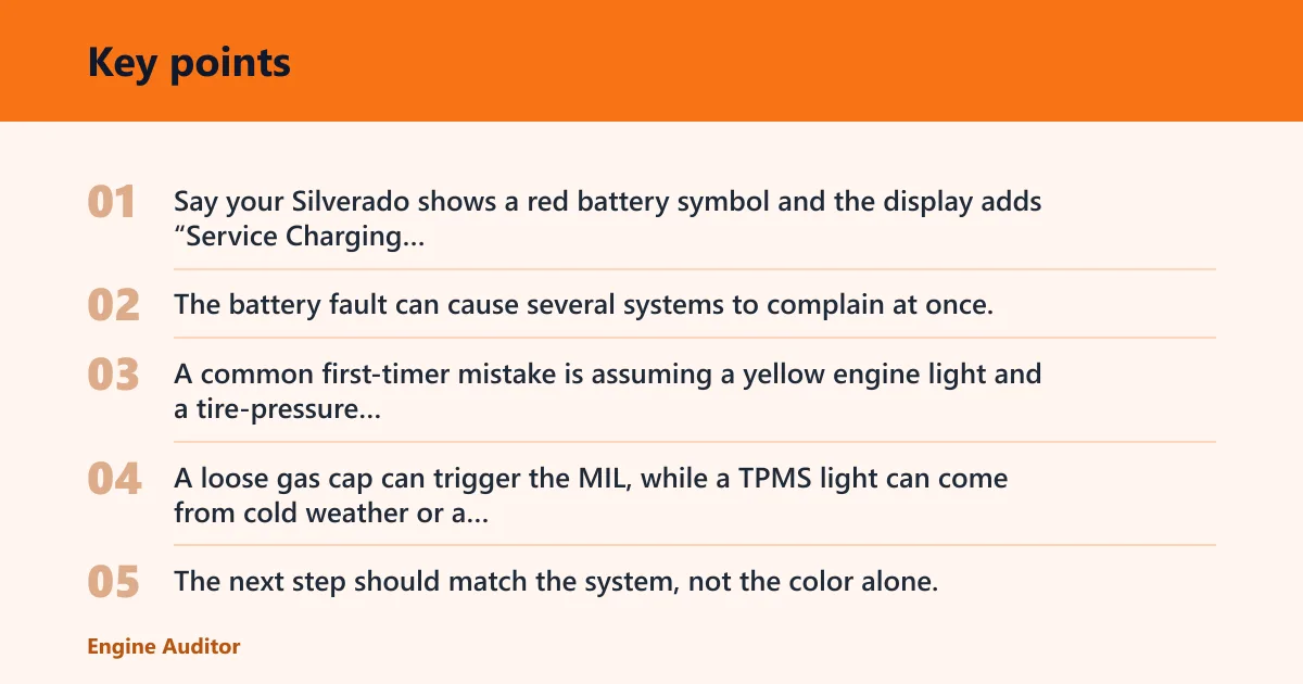 Key points: Chevy warning light triage table