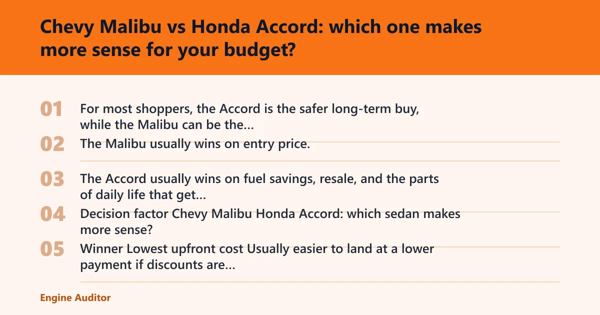 Steps: Chevy Malibu vs Honda Accord: which one makes more sense for your budget?