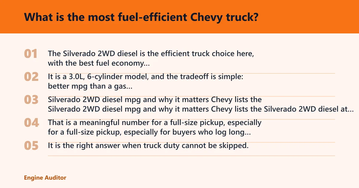 Steps: What is the most fuel-efficient Chevy truck?