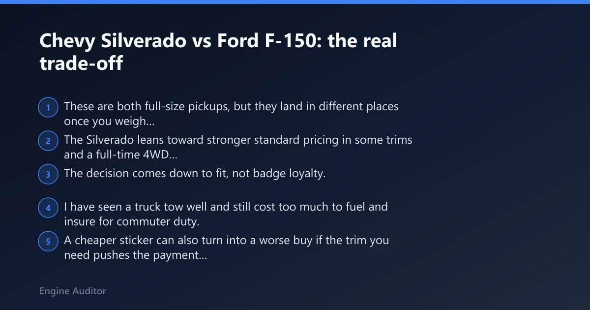 Steps: Chevy Silverado vs Ford F-150: the real trade-off