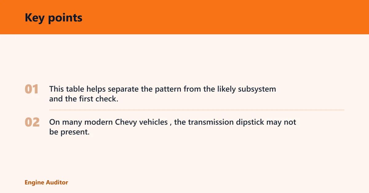 Key points: Chevy slip triage table