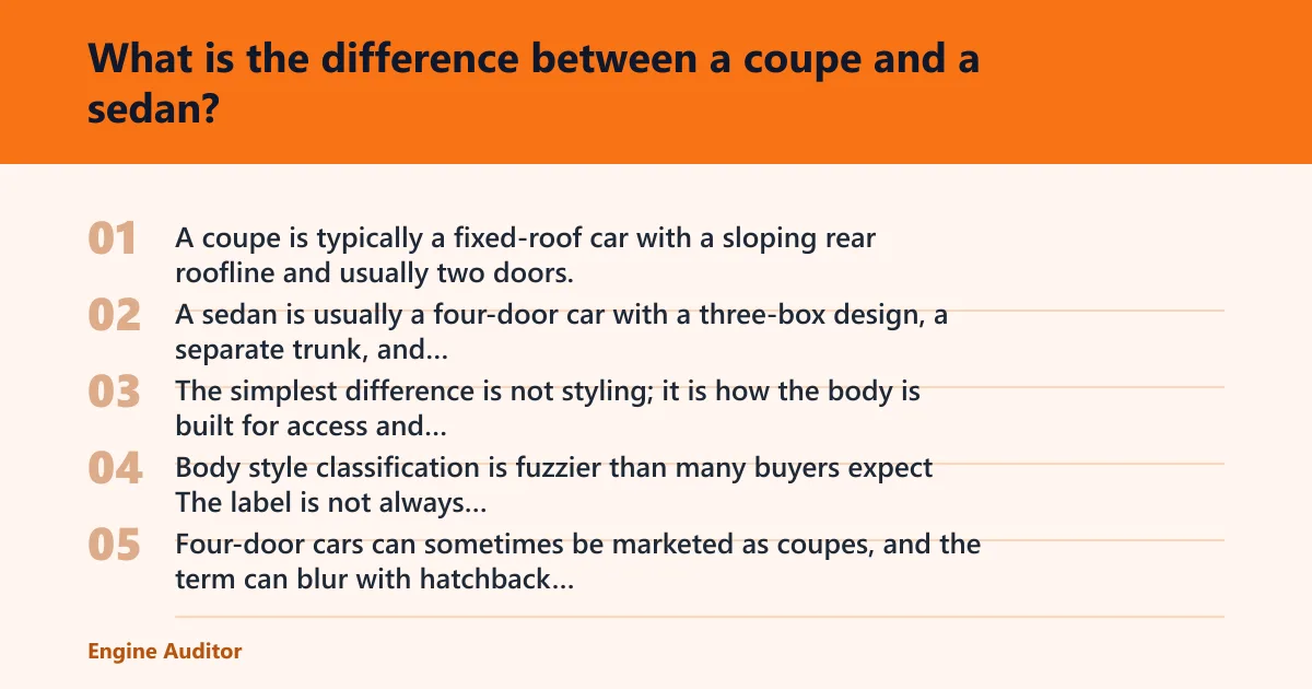 Steps: What is the difference between a coupe and a sedan?
