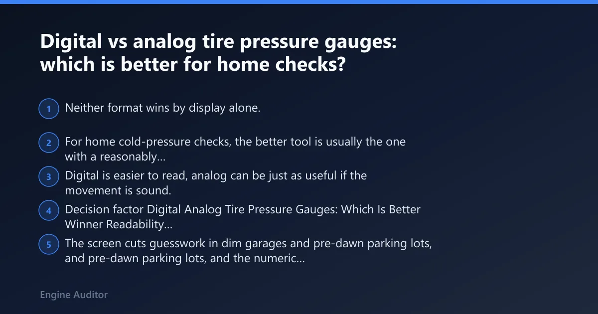 Steps: Digital vs analog tire pressure gauges: which is better for home checks?