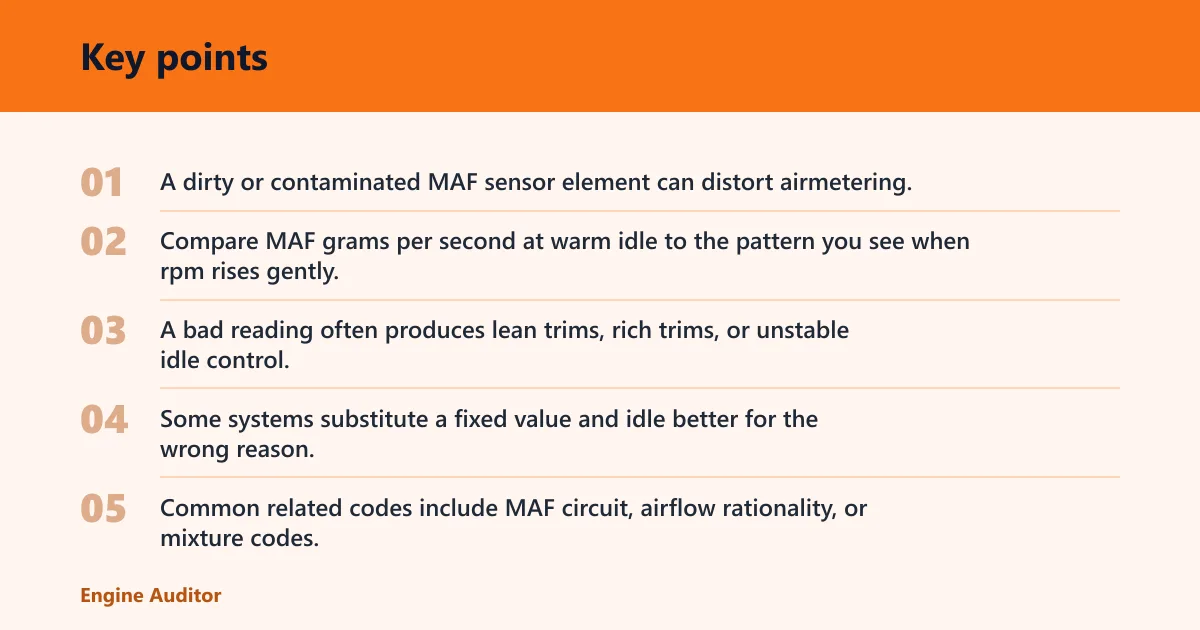 Key points: What sensor data points to idle stall?