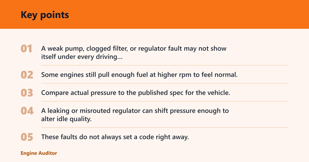 Key points: Could fuel pressure be the cause?