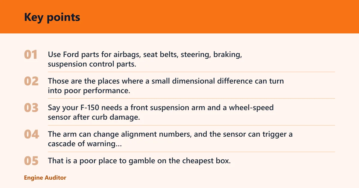Key points: Ford parts decision matrix by part type