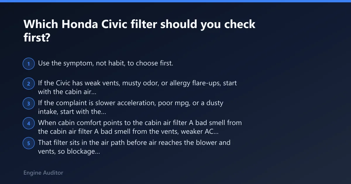Steps: Which Honda Civic filter should you check first?