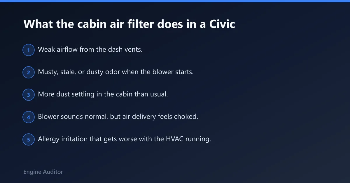 Steps: What the cabin air filter does in a Civic