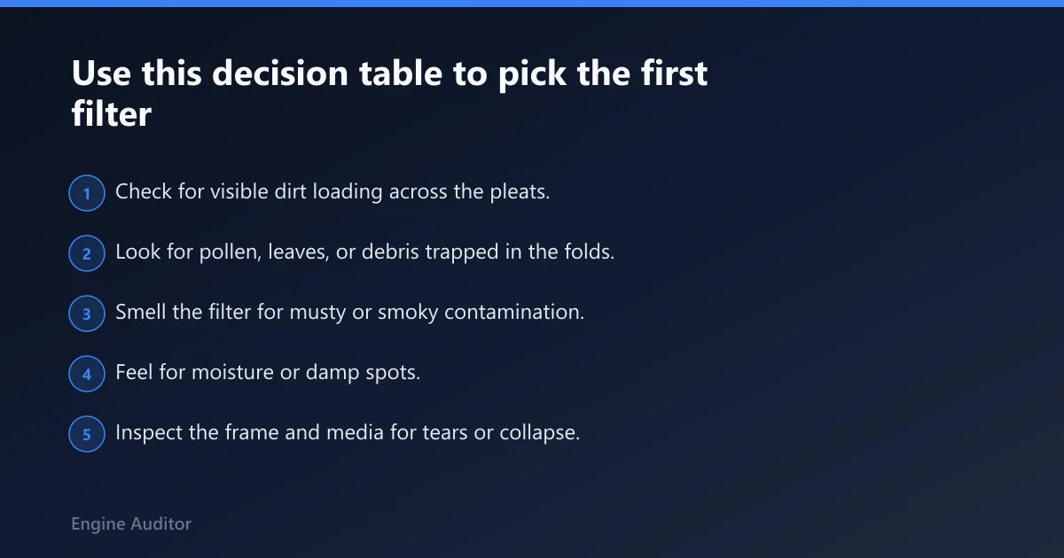 Steps: Use this decision table to pick the first filter