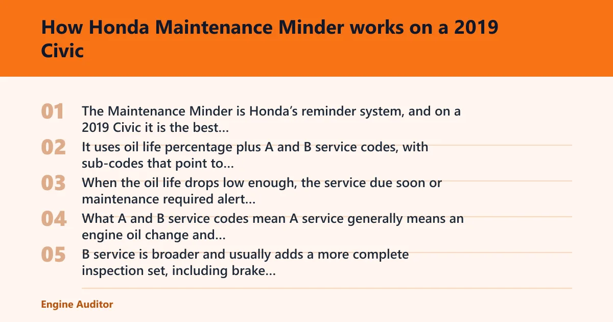Steps: How Honda Maintenance Minder works on a 2019 Civic