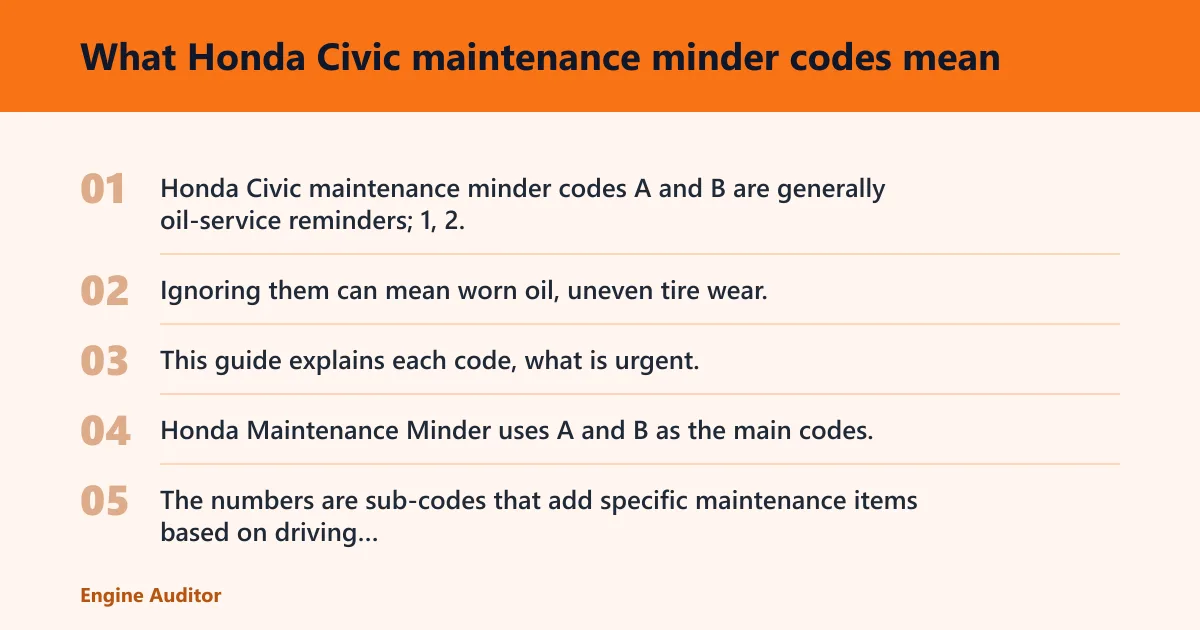 Steps: What Honda Civic maintenance minder codes mean