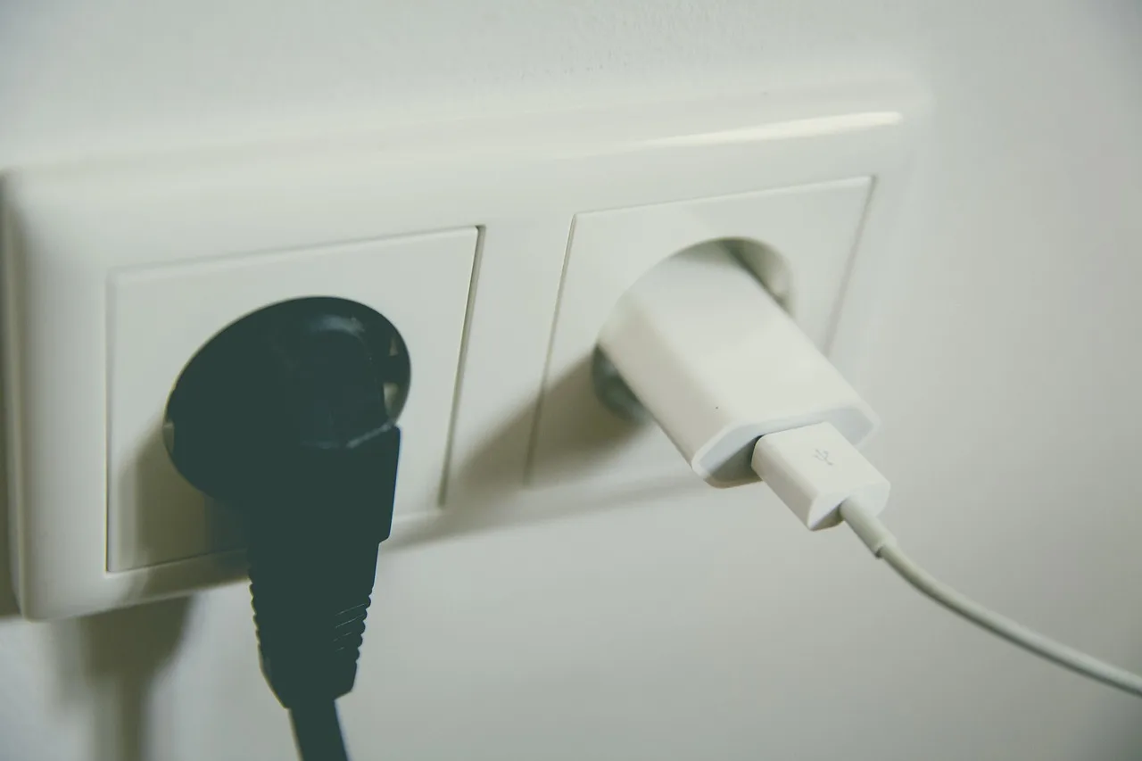 How does electricity move from the plug to the battery?