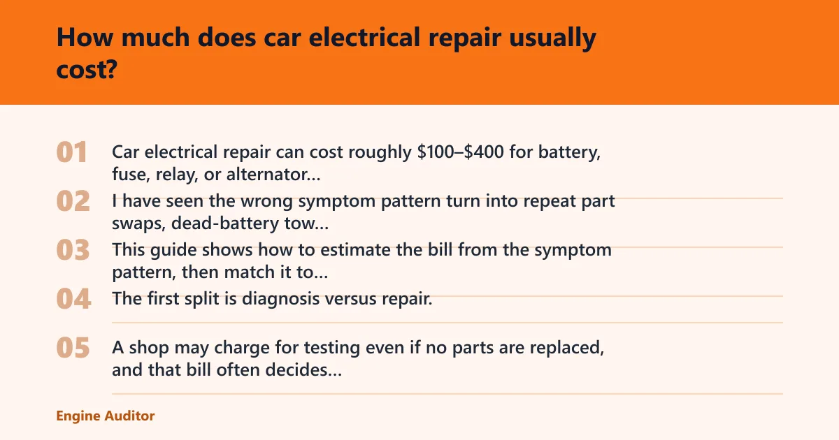 Steps: How much does car electrical repair usually cost?