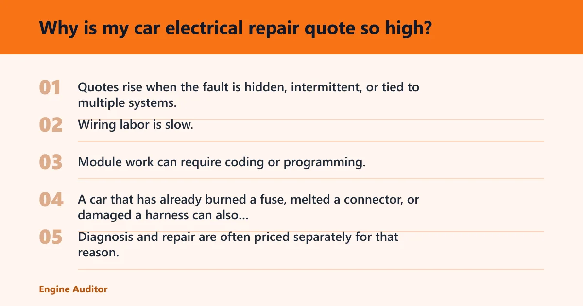 Steps: Why is my car electrical repair quote so high?