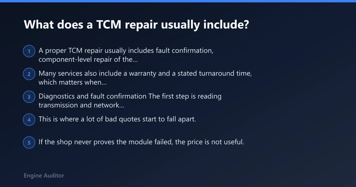 Steps: What does a TCM repair usually include?