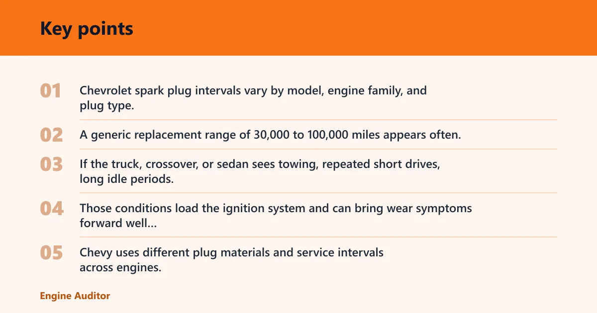 Key points: Chevy spark plug intervals at a glance