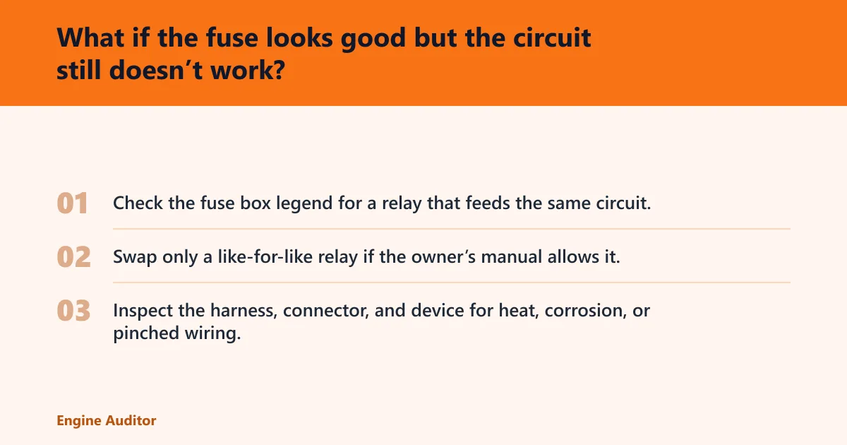 Steps: What if the fuse looks good but the circuit still doesn’t work?