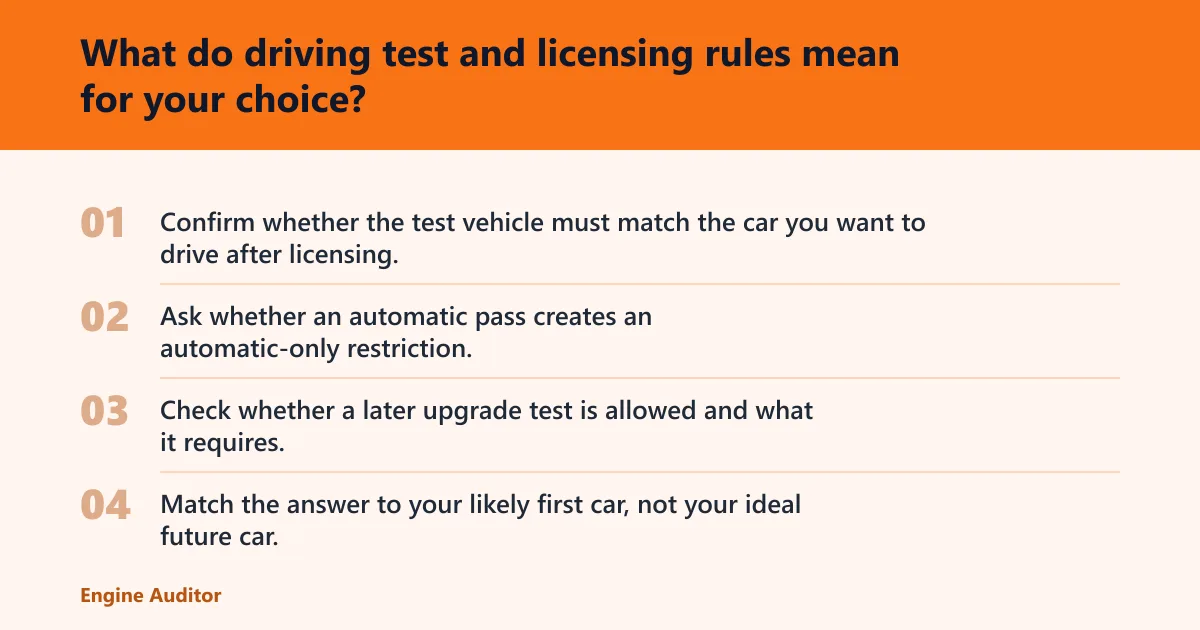 Steps: What do driving test and licensing rules mean for your choice?